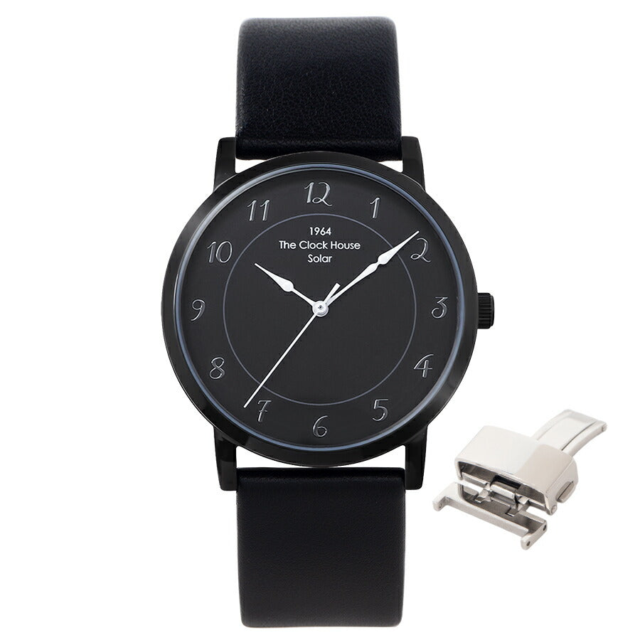 《選べる》ザ・クロックハウス カスタマイズウォッチ フレンチカジュアル トロワ MCA1006-BK2 メンズ ソーラー 革ベルト ブラック