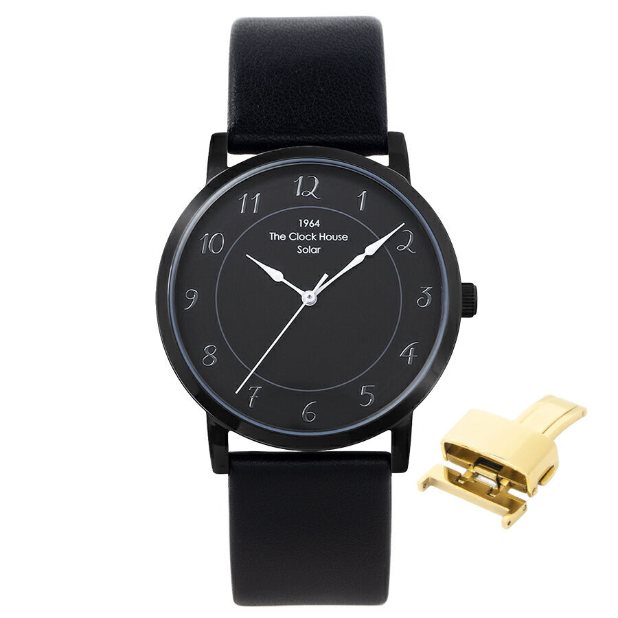 《選べる》ザ・クロックハウス カスタマイズウォッチ フレンチカジュアル トロワ MCA1006-BK2 メンズ ソーラー 革ベルト ブラック
