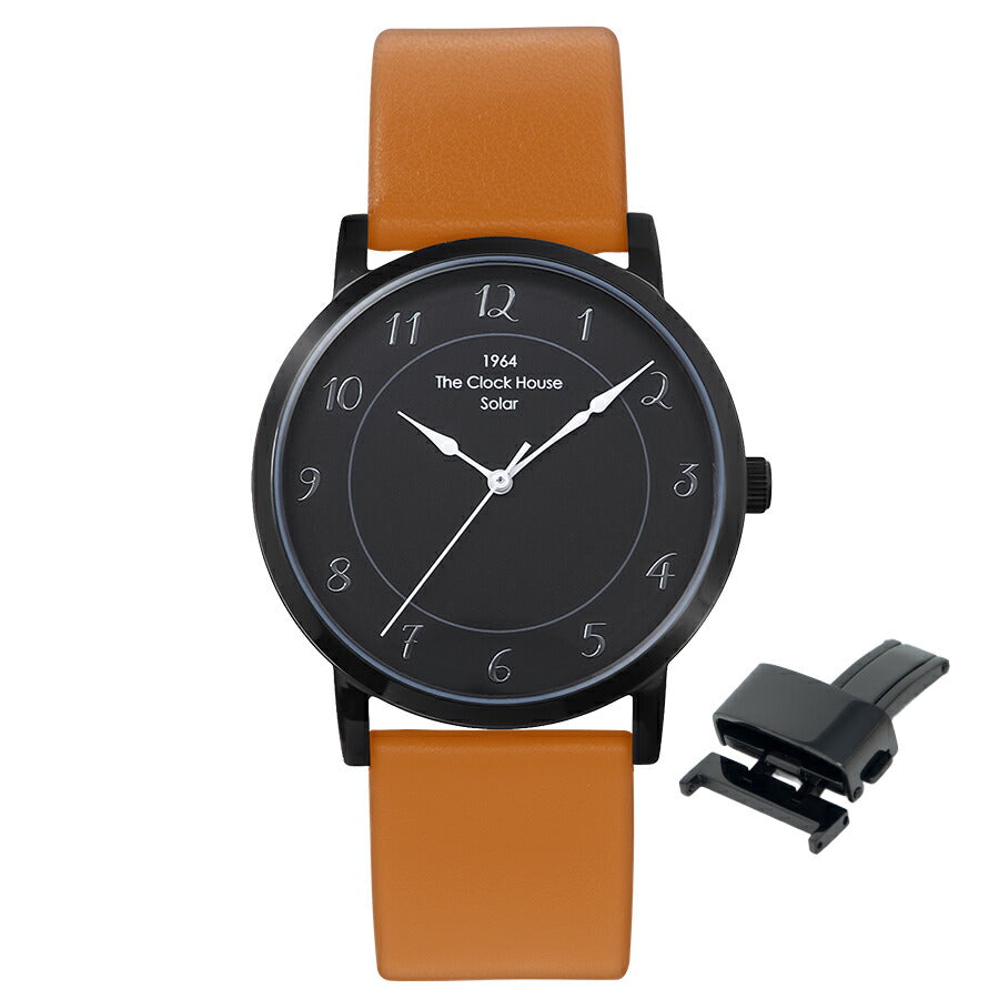 《選べる》ザ・クロックハウス カスタマイズウォッチ フレンチカジュアル トロワ MCA1006-BK2 メンズ ソーラー 革ベルト ブラック