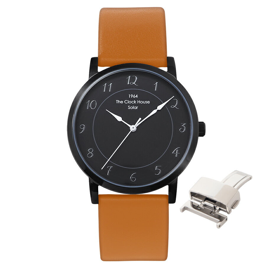《選べる》ザ・クロックハウス カスタマイズウォッチ フレンチカジュアル トロワ MCA1006-BK2 メンズ ソーラー 革ベルト ブラック