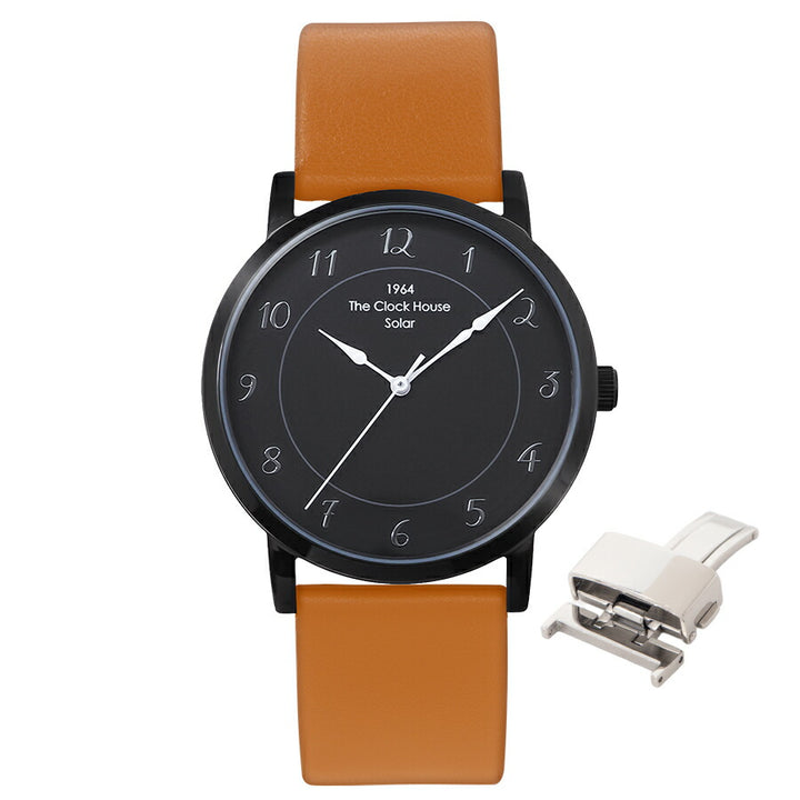《選べる》ザ・クロックハウス カスタマイズウォッチ フレンチカジュアル トロワ MCA1006-BK2 メンズ ソーラー 革ベルト ブラック
