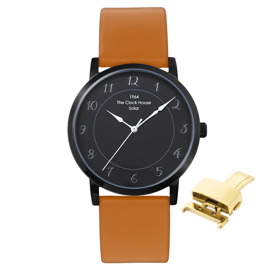 《選べる》ザ・クロックハウス カスタマイズウォッチ フレンチカジュアル トロワ MCA1006-BK2 メンズ ソーラー 革ベルト ブラック