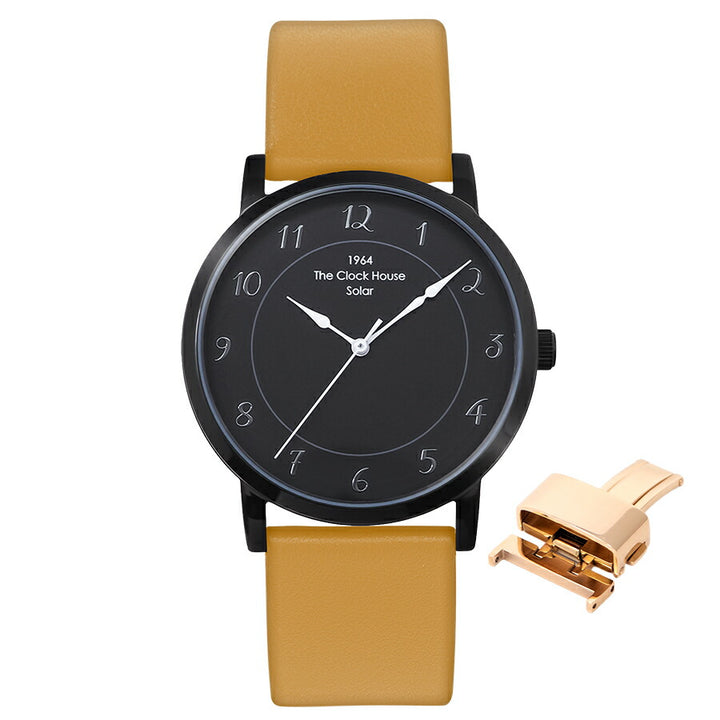 《選べる》ザ・クロックハウス カスタマイズウォッチ フレンチカジュアル トロワ MCA1006-BK2 メンズ ソーラー 革ベルト ブラック