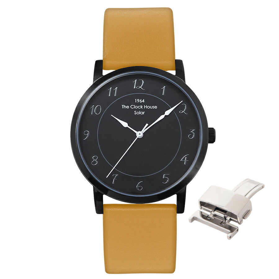 《選べる》ザ・クロックハウス カスタマイズウォッチ フレンチカジュアル トロワ MCA1006-BK2 メンズ ソーラー 革ベルト ブラック
