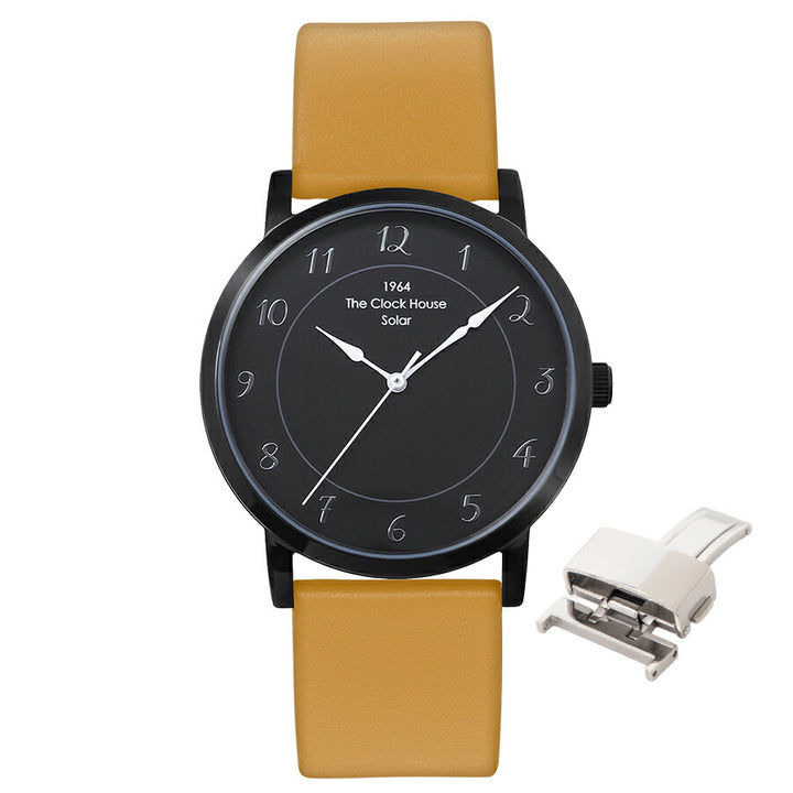 《選べる》ザ・クロックハウス カスタマイズウォッチ フレンチカジュアル トロワ MCA1006-BK2 メンズ ソーラー 革ベルト ブラック