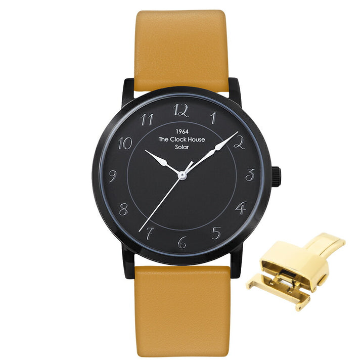 《選べる》ザ・クロックハウス カスタマイズウォッチ フレンチカジュアル トロワ MCA1006-BK2 メンズ ソーラー 革ベルト ブラック