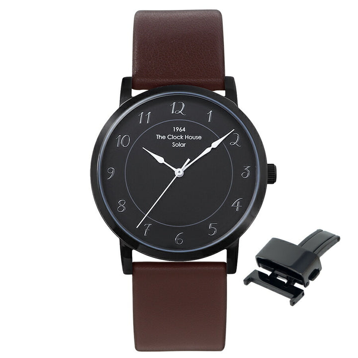 《選べる》ザ・クロックハウス カスタマイズウォッチ フレンチカジュアル トロワ MCA1006-BK2 メンズ ソーラー 革ベルト ブラック