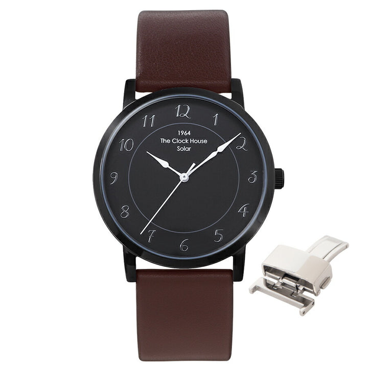《選べる》ザ・クロックハウス カスタマイズウォッチ フレンチカジュアル トロワ MCA1006-BK2 メンズ ソーラー 革ベルト ブラック