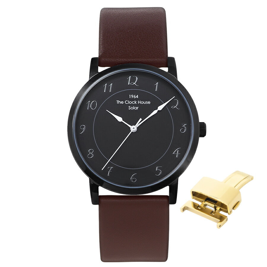 《選べる》ザ・クロックハウス カスタマイズウォッチ フレンチカジュアル トロワ MCA1006-BK2 メンズ ソーラー 革ベルト ブラック