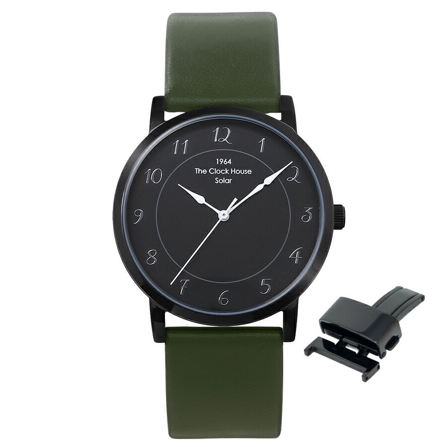 《選べる》ザ・クロックハウス カスタマイズウォッチ フレンチカジュアル トロワ MCA1006-BK2 メンズ ソーラー 革ベルト ブラック