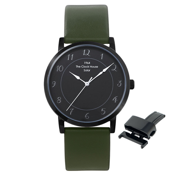 《選べる》ザ・クロックハウス カスタマイズウォッチ フレンチカジュアル トロワ MCA1006-BK2 メンズ ソーラー 革ベルト ブラック