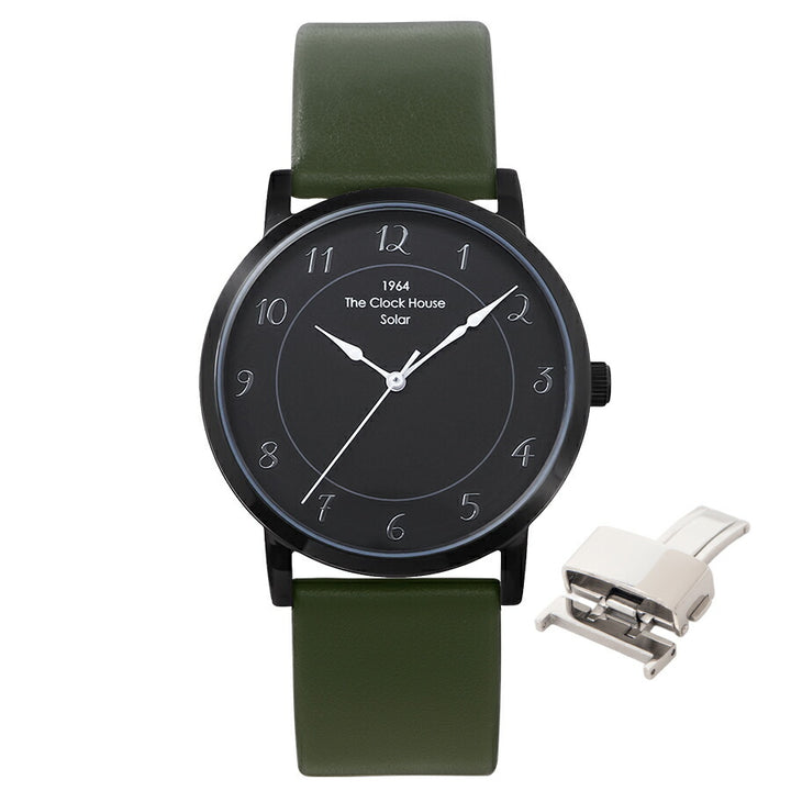 《選べる》ザ・クロックハウス カスタマイズウォッチ フレンチカジュアル トロワ MCA1006-BK2 メンズ ソーラー 革ベルト ブラック