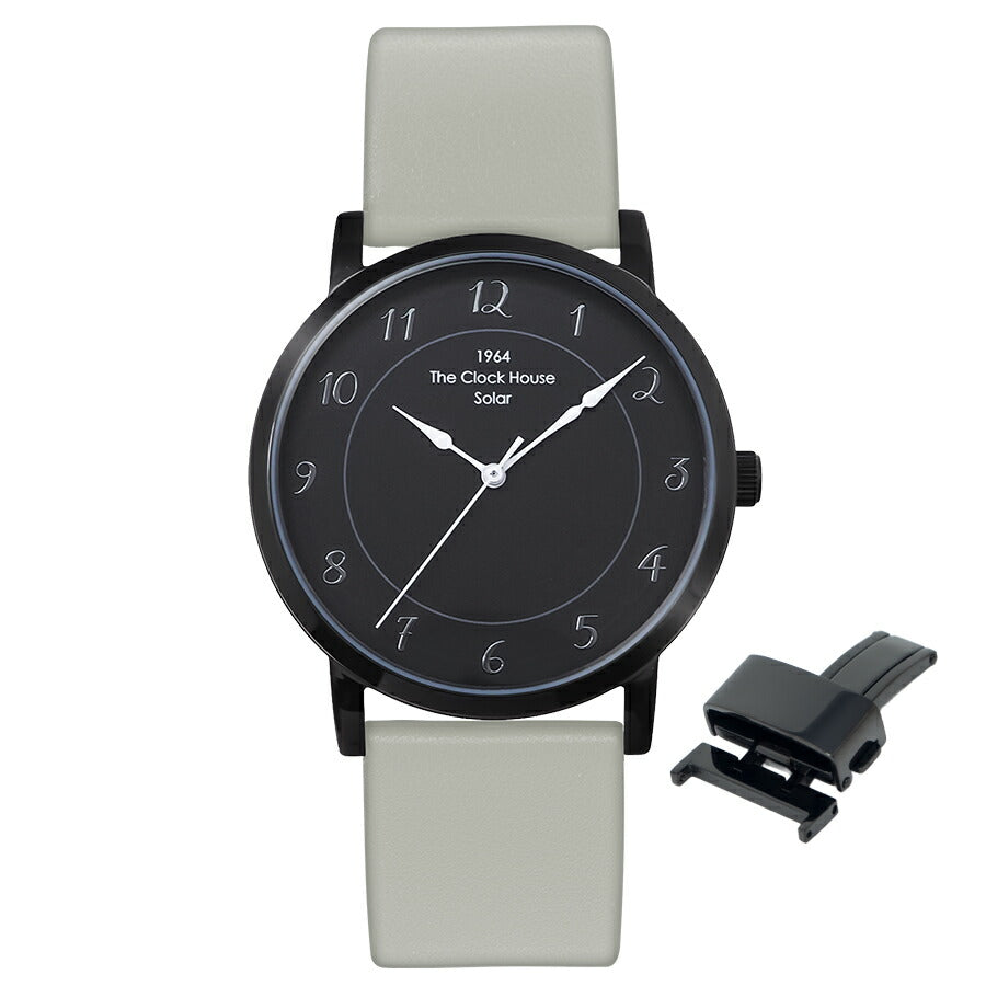 《選べる》ザ・クロックハウス カスタマイズウォッチ フレンチカジュアル トロワ MCA1006-BK2 メンズ ソーラー 革ベルト ブラック