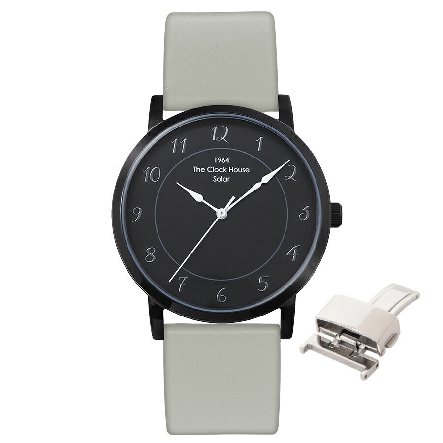 《選べる》ザ・クロックハウス カスタマイズウォッチ フレンチカジュアル トロワ MCA1006-BK2 メンズ ソーラー 革ベルト ブラック