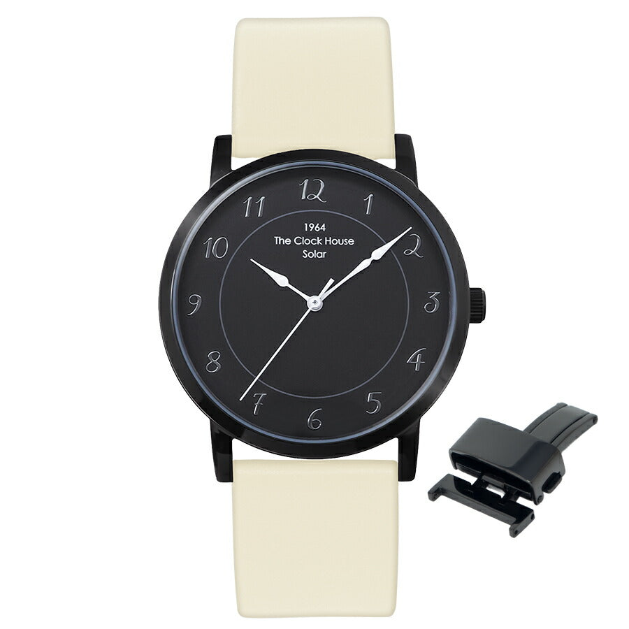 《選べる》ザ・クロックハウス カスタマイズウォッチ フレンチカジュアル トロワ MCA1006-BK2 メンズ ソーラー 革ベルト ブラック