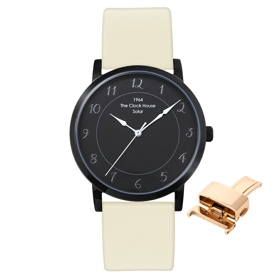 《選べる》ザ・クロックハウス カスタマイズウォッチ フレンチカジュアル トロワ MCA1006-BK2 メンズ ソーラー 革ベルト ブラック