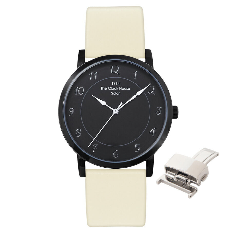 《選べる》ザ・クロックハウス カスタマイズウォッチ フレンチカジュアル トロワ MCA1006-BK2 メンズ ソーラー 革ベルト ブラック