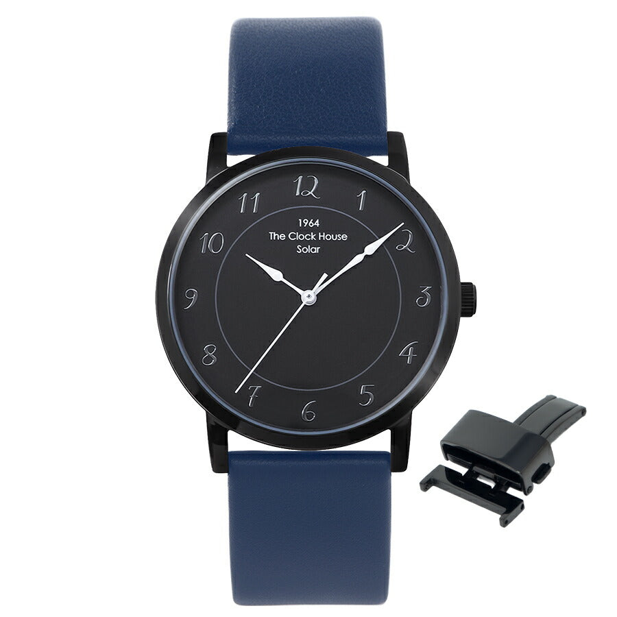 《選べる》ザ・クロックハウス カスタマイズウォッチ フレンチカジュアル トロワ MCA1006-BK2 メンズ ソーラー 革ベルト ブラック