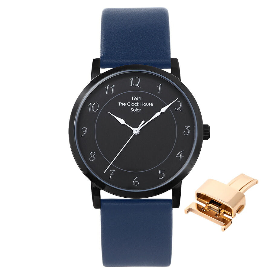《選べる》ザ・クロックハウス カスタマイズウォッチ フレンチカジュアル トロワ MCA1006-BK2 メンズ ソーラー 革ベルト ブラック