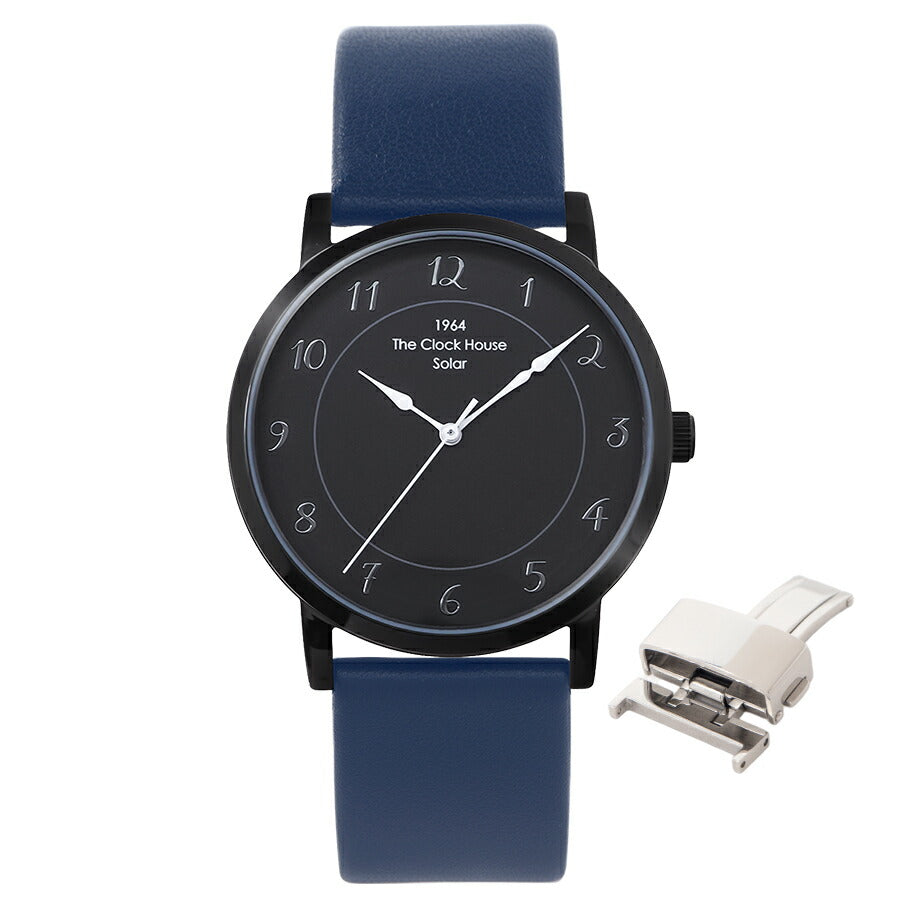 《選べる》ザ・クロックハウス カスタマイズウォッチ フレンチカジュアル トロワ MCA1006-BK2 メンズ ソーラー 革ベルト ブラック