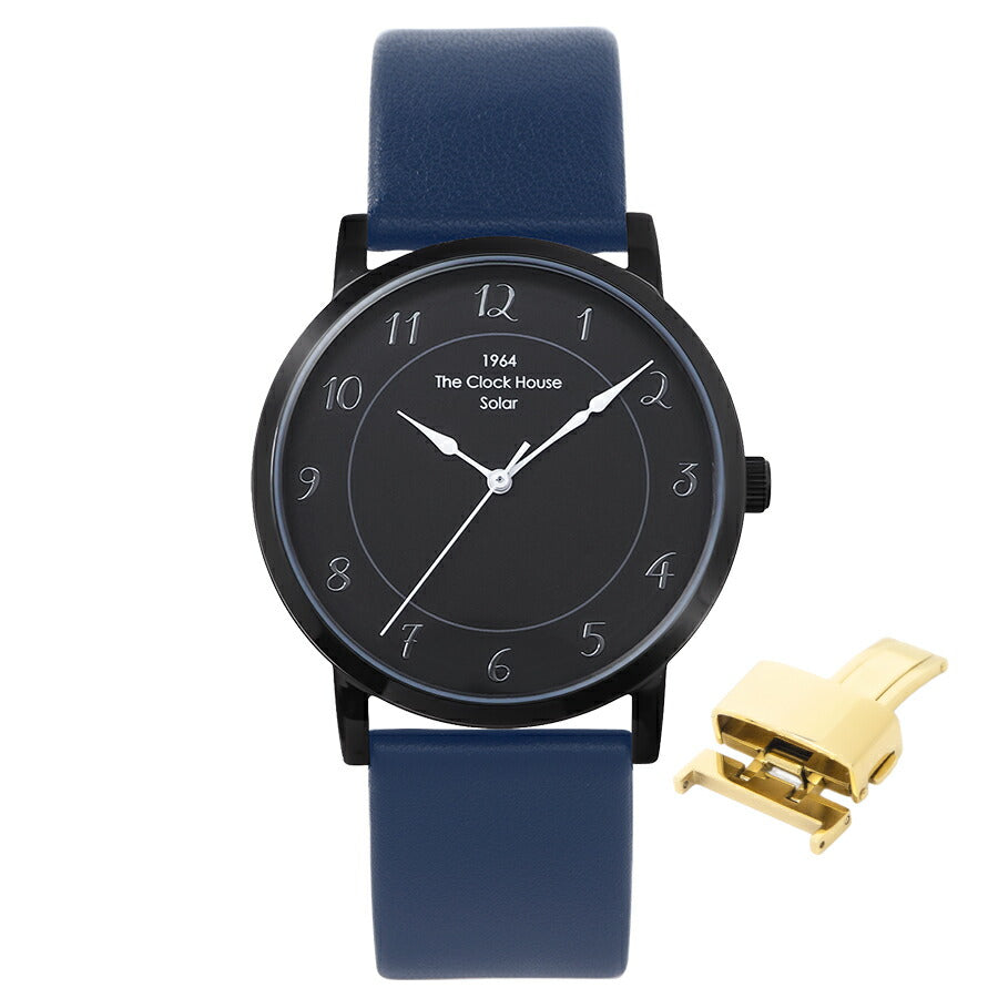 《選べる》ザ・クロックハウス カスタマイズウォッチ フレンチカジュアル トロワ MCA1006-BK2 メンズ ソーラー 革ベルト ブラック