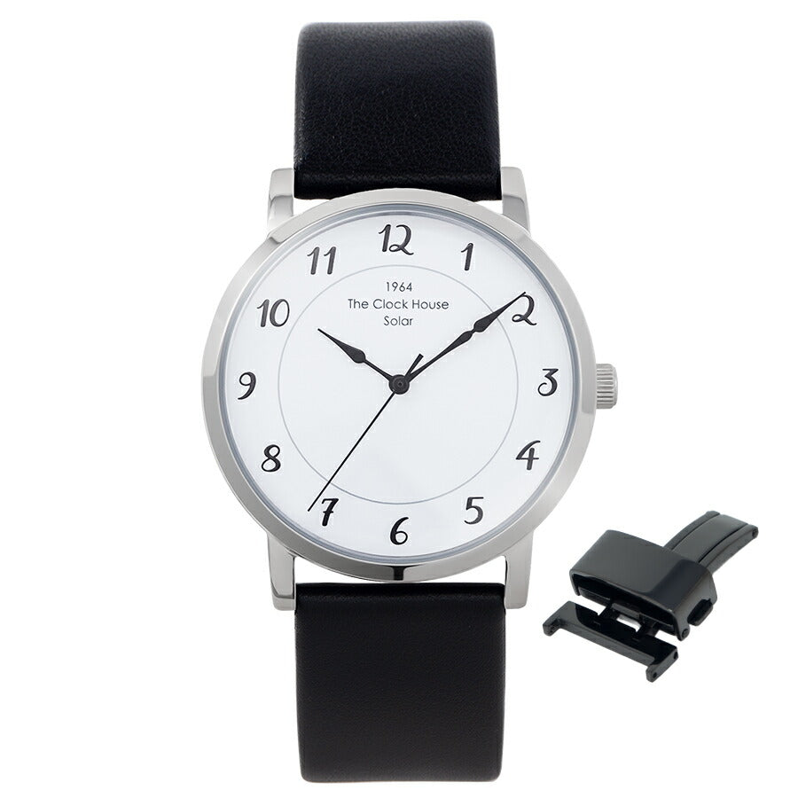 《選べる》ザ・クロックハウス カスタマイズウォッチ フレンチカジュアル トロワ MCA1006-WH1 メンズ ソーラー 革ベルト ホワイト