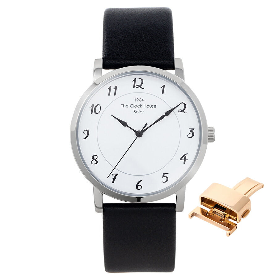 《選べる》ザ・クロックハウス カスタマイズウォッチ フレンチカジュアル トロワ MCA1006-WH1 メンズ ソーラー 革ベルト ホワイト