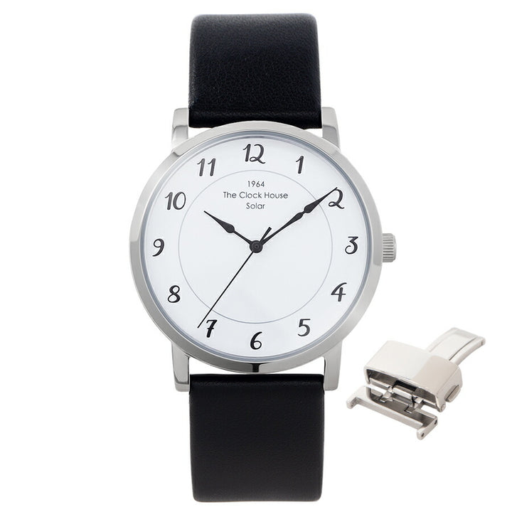 《選べる》ザ・クロックハウス カスタマイズウォッチ フレンチカジュアル トロワ MCA1006-WH1 メンズ ソーラー 革ベルト ホワイト