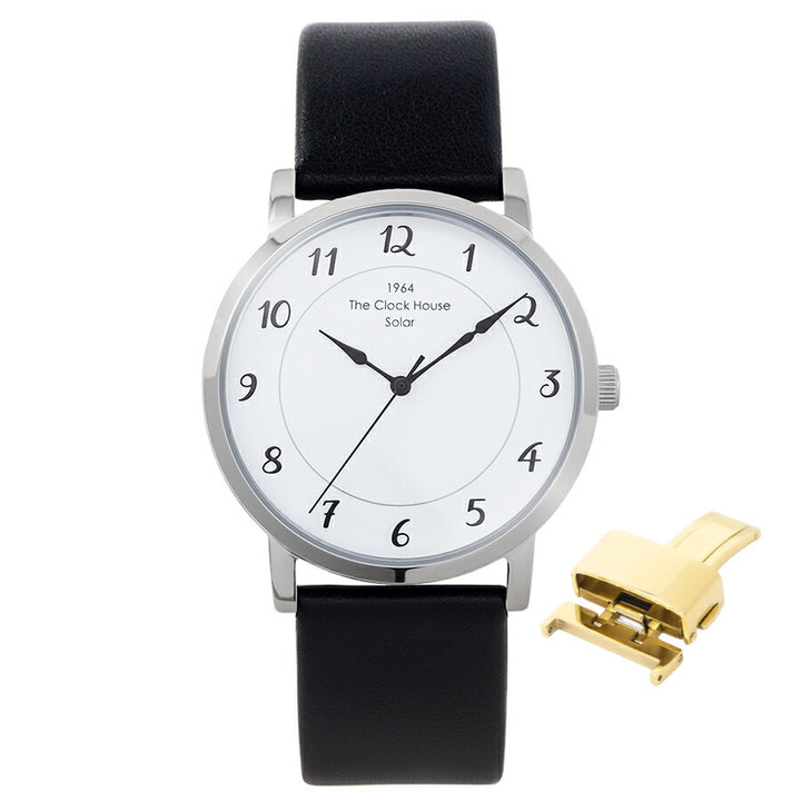 《選べる》ザ・クロックハウス カスタマイズウォッチ フレンチカジュアル トロワ MCA1006-WH1 メンズ ソーラー 革ベルト ホワイト