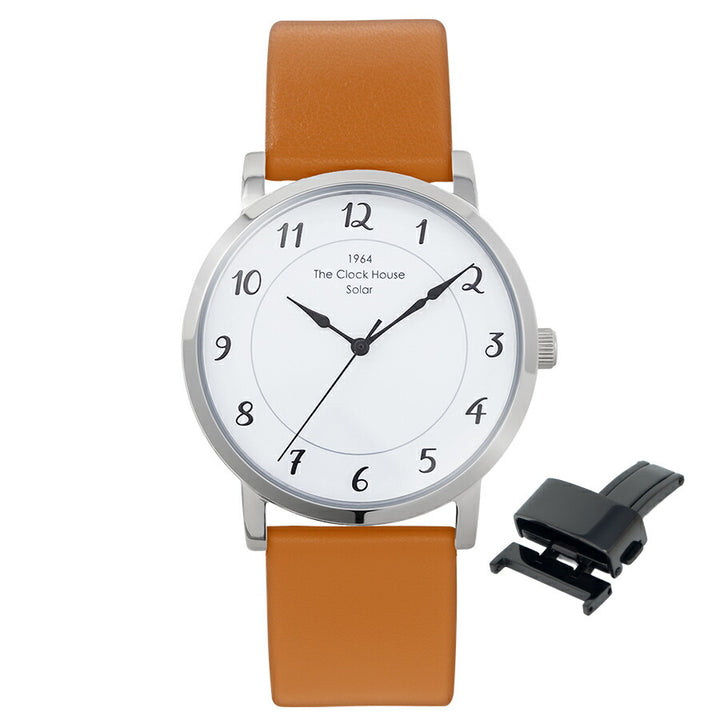 《選べる》ザ・クロックハウス カスタマイズウォッチ フレンチカジュアル トロワ MCA1006-WH1 メンズ ソーラー 革ベルト ホワイト