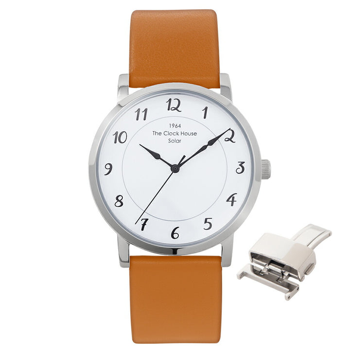 《選べる》ザ・クロックハウス カスタマイズウォッチ フレンチカジュアル トロワ MCA1006-WH1 メンズ ソーラー 革ベルト ホワイト