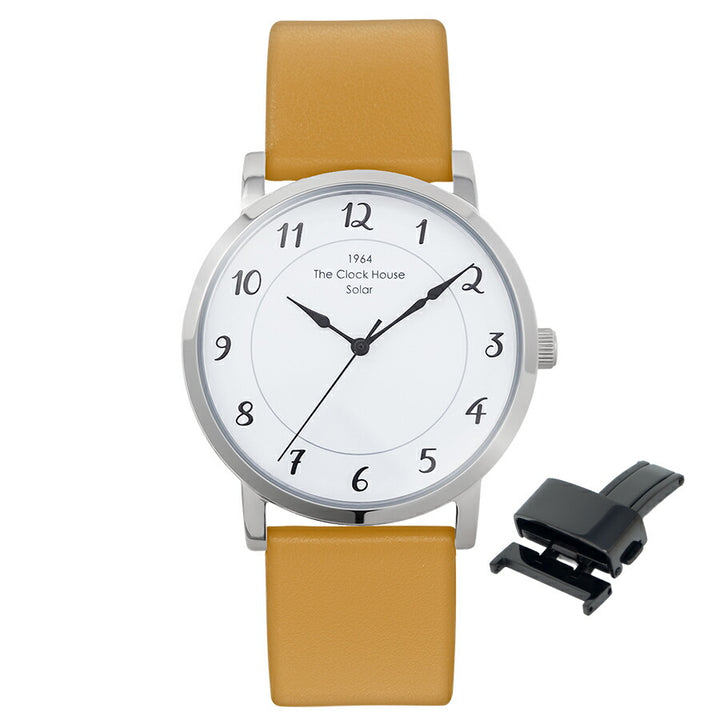 《選べる》ザ・クロックハウス カスタマイズウォッチ フレンチカジュアル トロワ MCA1006-WH1 メンズ ソーラー 革ベルト ホワイト