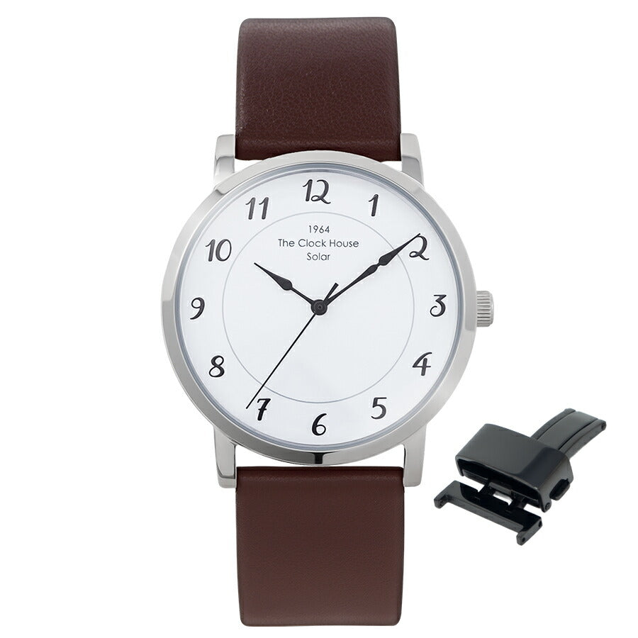 《選べる》ザ・クロックハウス カスタマイズウォッチ フレンチカジュアル トロワ MCA1006-WH1 メンズ ソーラー 革ベルト ホワイト