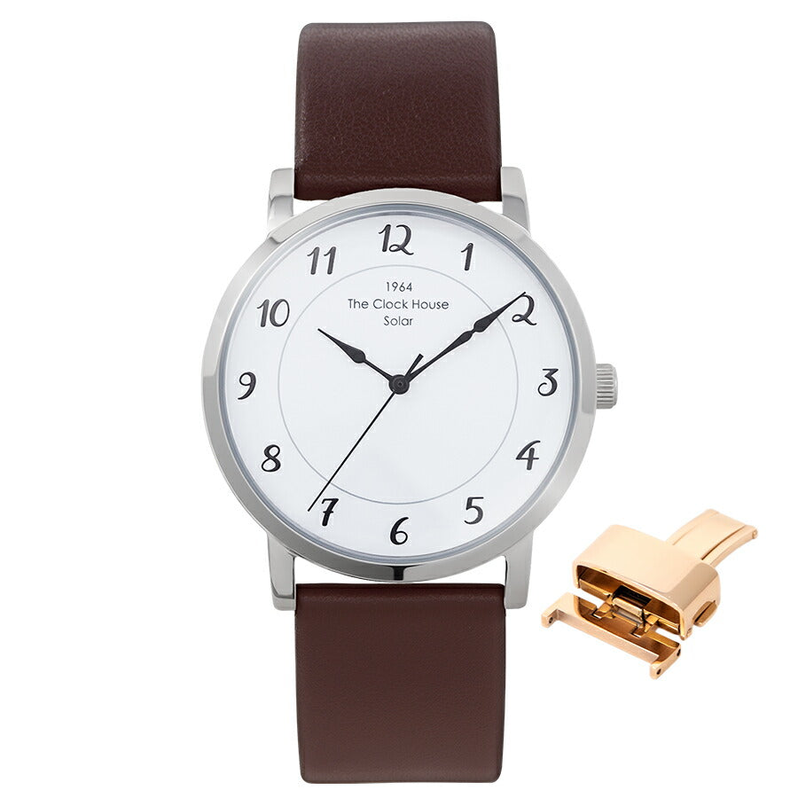 《選べる》ザ・クロックハウス カスタマイズウォッチ フレンチカジュアル トロワ MCA1006-WH1 メンズ ソーラー 革ベルト ホワイト