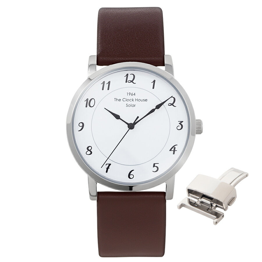 《選べる》ザ・クロックハウス カスタマイズウォッチ フレンチカジュアル トロワ MCA1006-WH1 メンズ ソーラー 革ベルト ホワイト