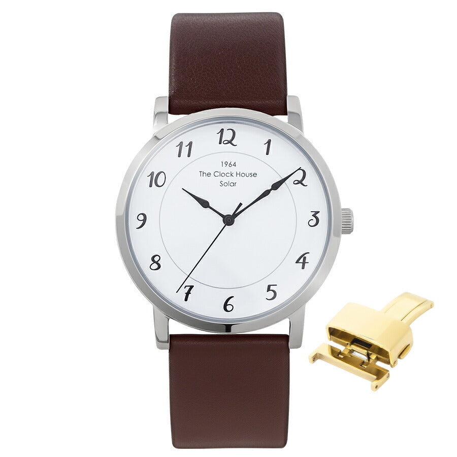 《選べる》ザ・クロックハウス カスタマイズウォッチ フレンチカジュアル トロワ MCA1006-WH1 メンズ ソーラー 革ベルト ホワイト