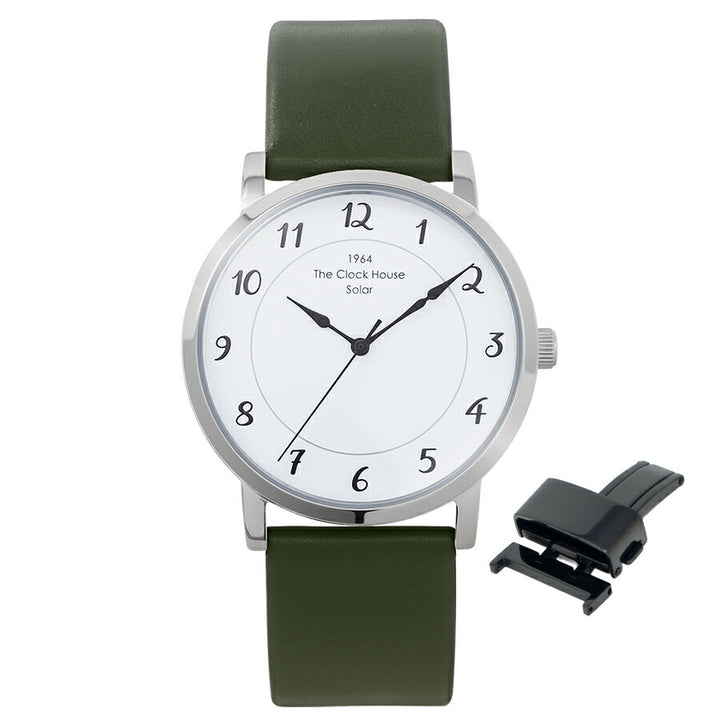 《選べる》ザ・クロックハウス カスタマイズウォッチ フレンチカジュアル トロワ MCA1006-WH1 メンズ ソーラー 革ベルト ホワイト