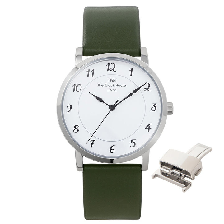 《選べる》ザ・クロックハウス カスタマイズウォッチ フレンチカジュアル トロワ MCA1006-WH1 メンズ ソーラー 革ベルト ホワイト