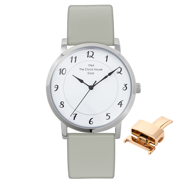 《選べる》ザ・クロックハウス カスタマイズウォッチ フレンチカジュアル トロワ MCA1006-WH1 メンズ ソーラー 革ベルト ホワイト