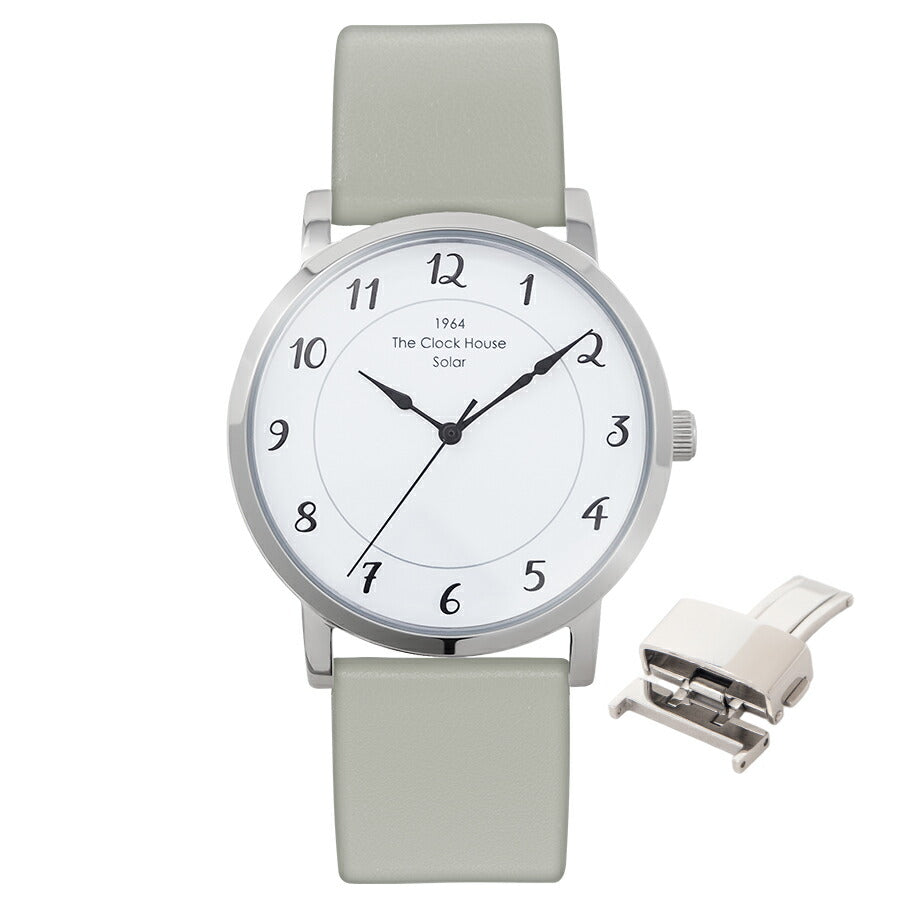 《選べる》ザ・クロックハウス カスタマイズウォッチ フレンチカジュアル トロワ MCA1006-WH1 メンズ ソーラー 革ベルト ホワイト