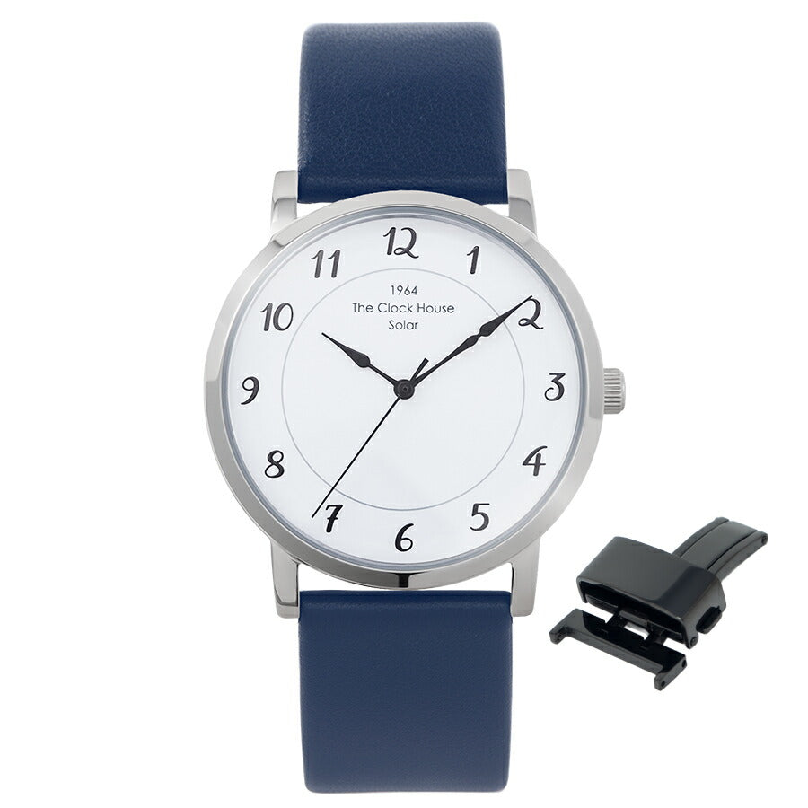 《選べる》ザ・クロックハウス カスタマイズウォッチ フレンチカジュアル トロワ MCA1006-WH1 メンズ ソーラー 革ベルト ホワイト