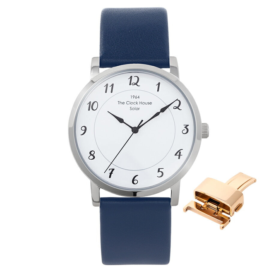 《選べる》ザ・クロックハウス カスタマイズウォッチ フレンチカジュアル トロワ MCA1006-WH1 メンズ ソーラー 革ベルト ホワイト