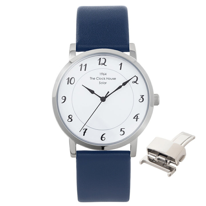 《選べる》ザ・クロックハウス カスタマイズウォッチ フレンチカジュアル トロワ MCA1006-WH1 メンズ ソーラー 革ベルト ホワイト
