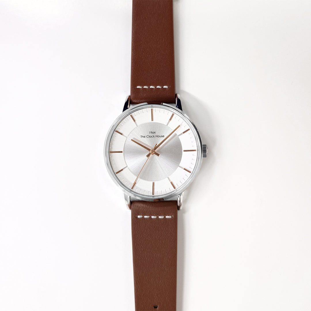 ザ・クロックハウス MCA5002-WH1B メンズカジュアル メンズ 腕時計 クオーツ 茶レザー ホワイト リーズナブル THE CLOCK HOUSE