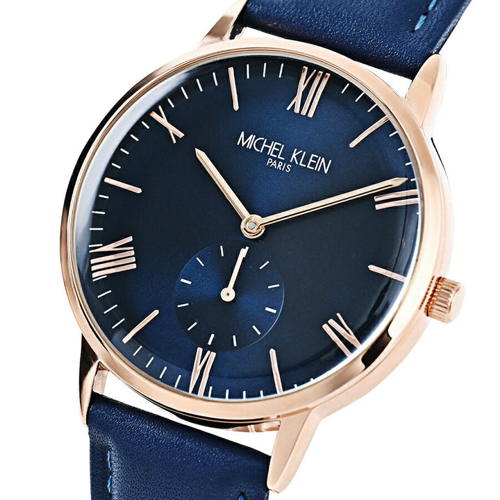 ミッシェルクラン スモールセコンド MK16033-BL メンズ レディース クオーツ 電池式 ブルーダイヤル 革ベルト