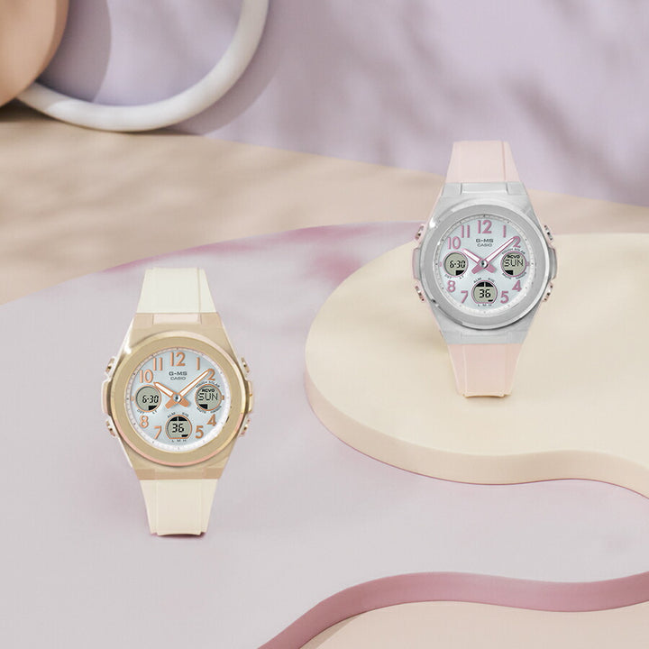 BABY-G G-MS ジーミズ MSG-W610-4AJF レディース 電波 ソーラー アナデジ アラビック数字 樹脂バンド シルバー ピンク 国内正規品 カシオ