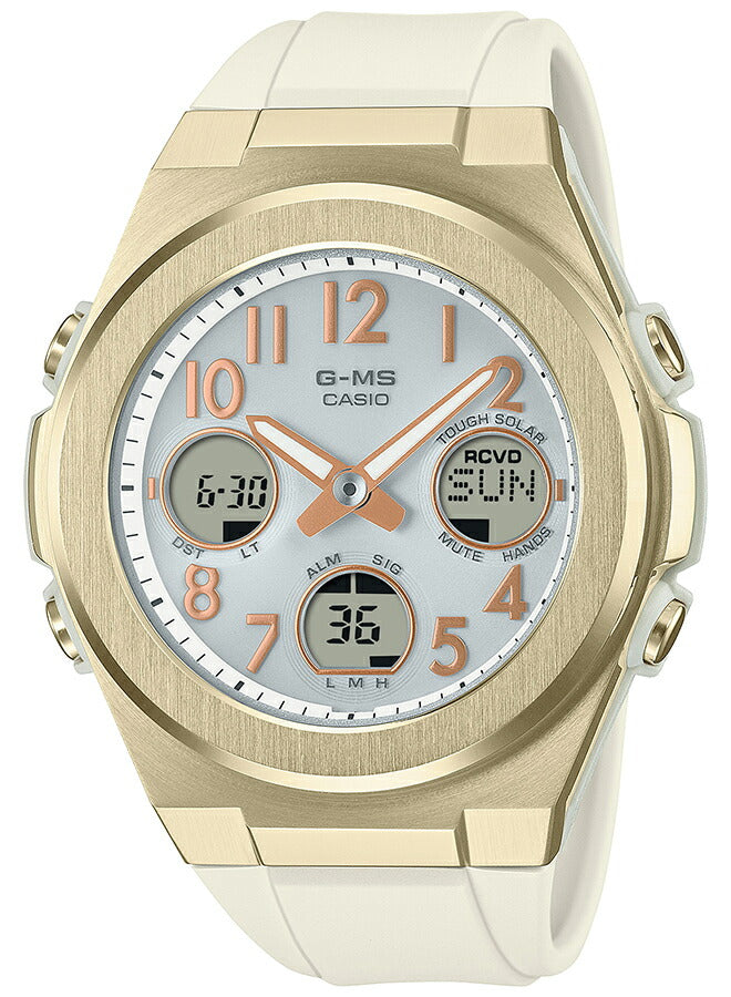 BABY-G G-MS ジーミズ MSG-W610G-7AJF レディース 電波 ソーラー アナデジ アラビック数字 樹脂バンド ゴールド クリーム 国内正規品 カシオ