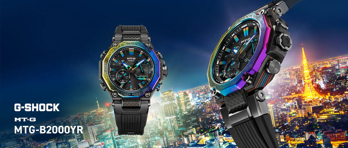 G-SHOCK MT-G 夜景 レインボー MTG-B2000YR-1AJR メンズ 電波ソーラー Bluetooth アナログ 樹脂バンド 日本製