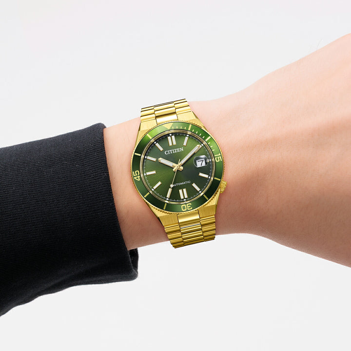 シチズンコレクション TSUYOSA ツヨサ スポーティスタイル Shore 海岸 NJ0232-53X メンズ メカニカル 機械式 自動巻き 3針 日付 グリーン ゴールド