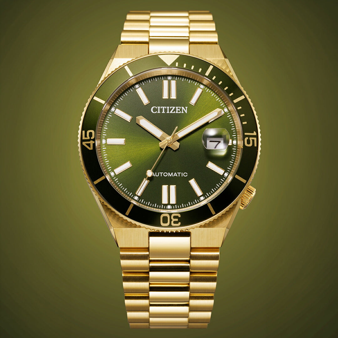 シチズンコレクション TSUYOSA ツヨサ スポーティスタイル Shore 海岸 NJ0232-53X メンズ メカニカル 機械式 自動巻き 3針 日付 グリーン ゴールド